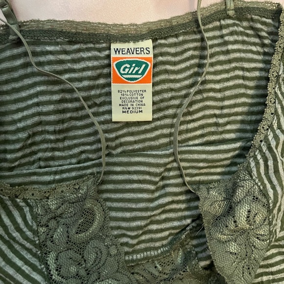 2000s Striped Lace-Trim Long Tank Top - Picture 3 of 7